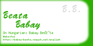 beata babay business card